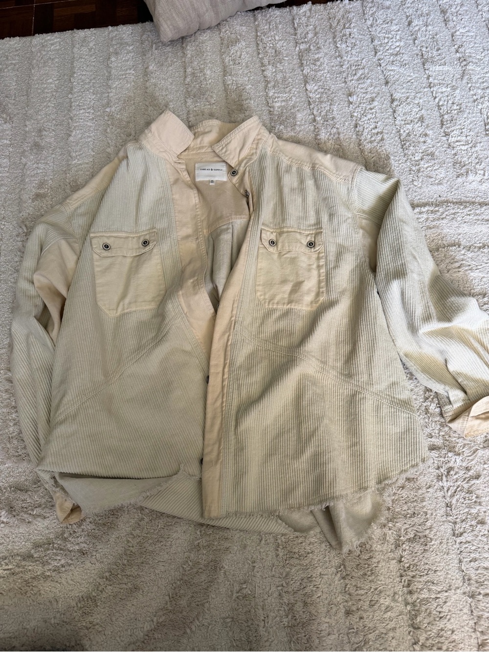 Thread & Supply Cream Corduroy Shirt Jacket